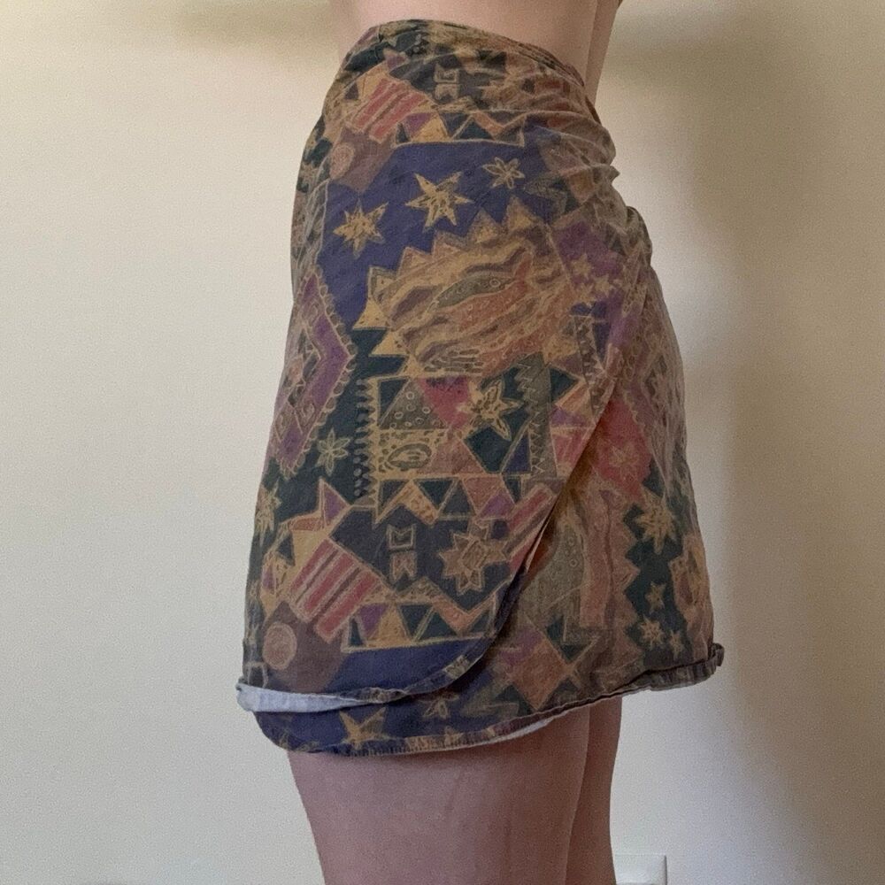 VTG Pusser’s West Indies Wrap Skirt Medium M 100% Cotton Geometric Aztec Print